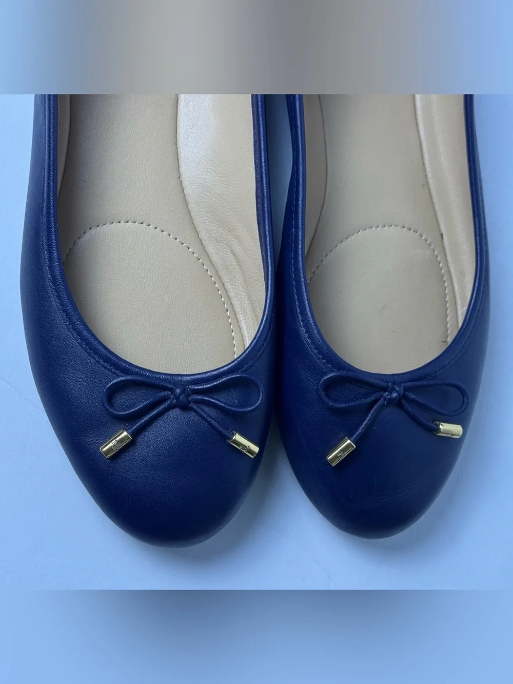 Lauren Ralph Lauren Jayna Ballet Flats Navy Blue Leather Size 6